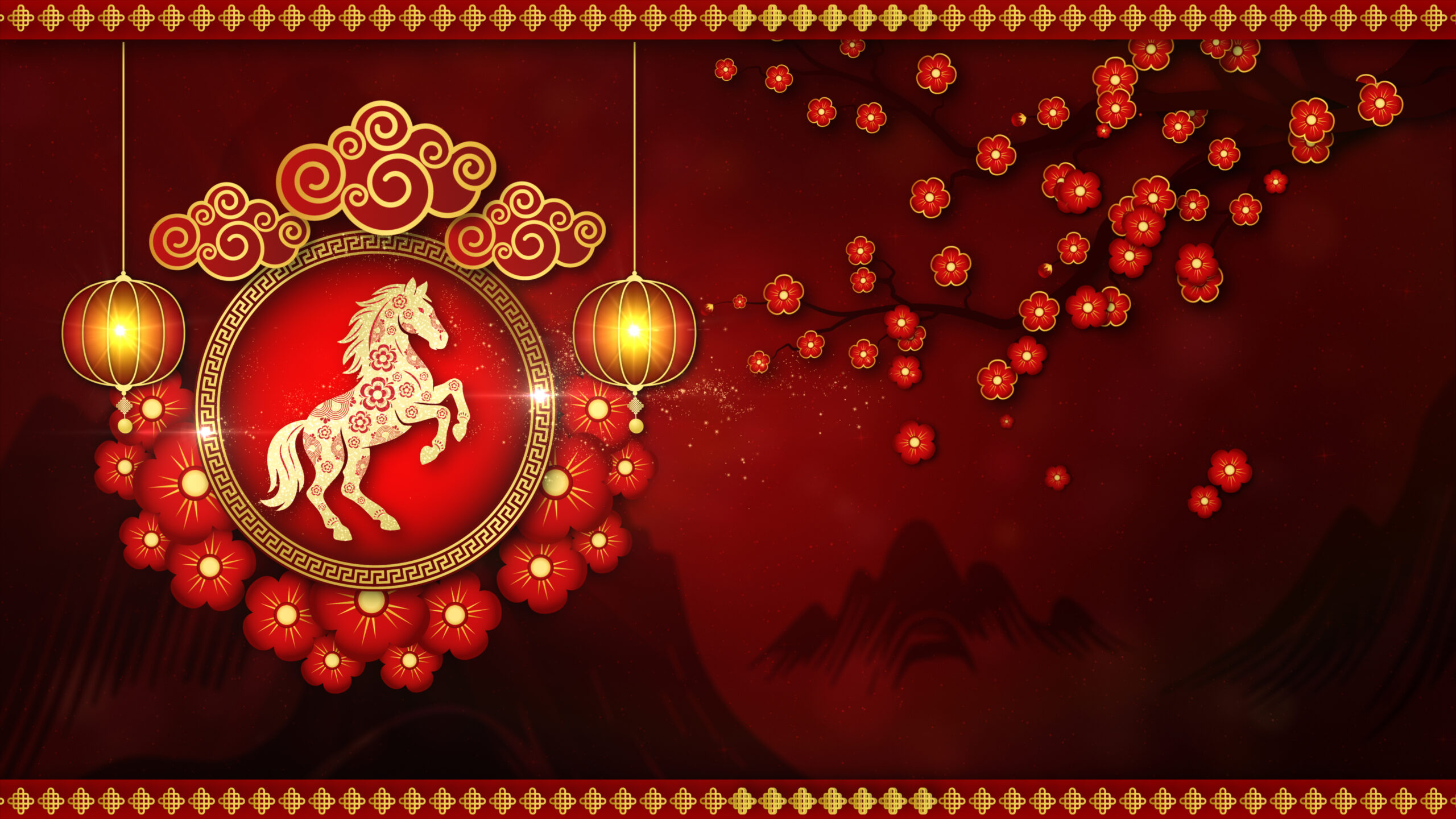 Luxury red horse themed Lunar New Year image